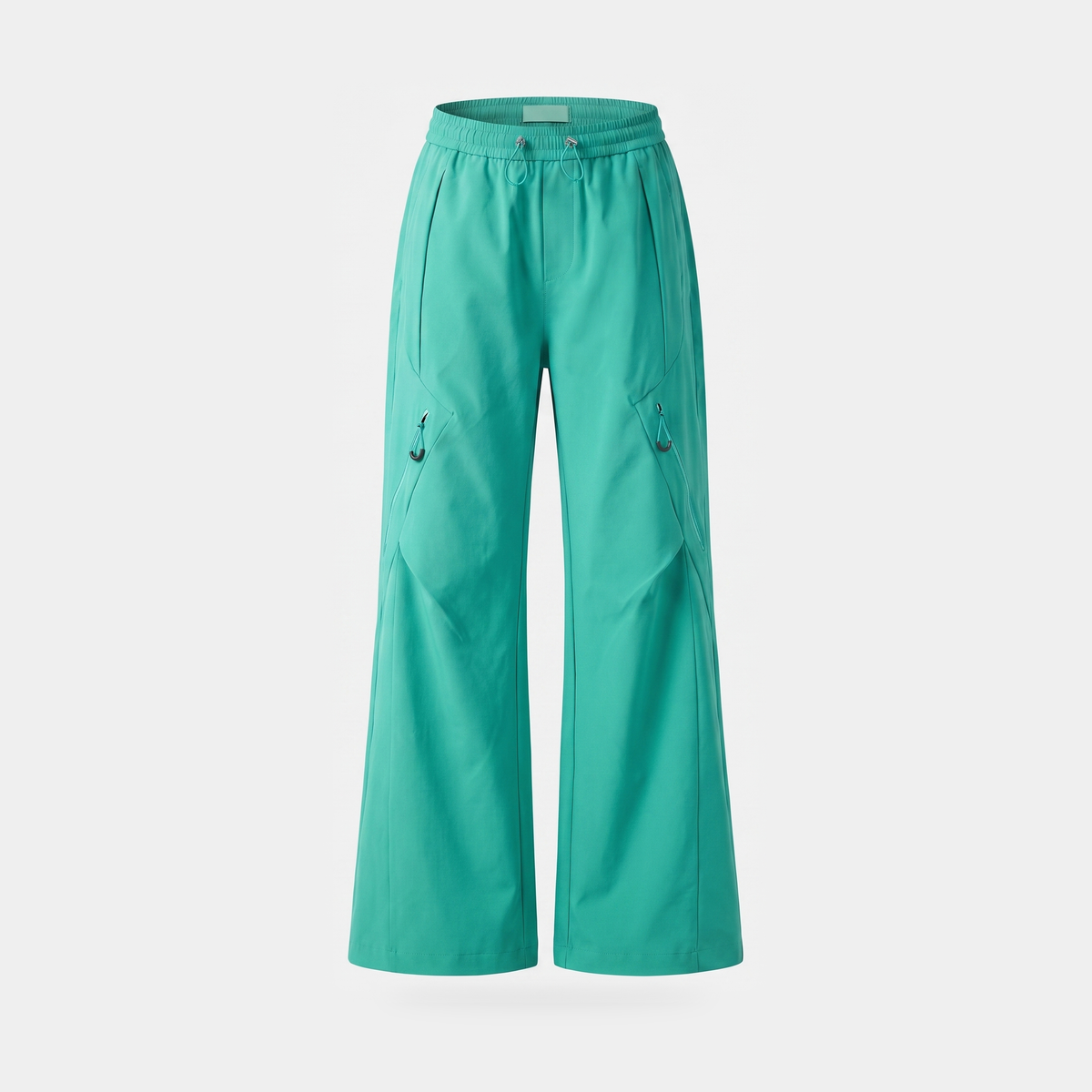 Women's Wide Leg Walking Trousers with Elastic Waist and Zip Pockets