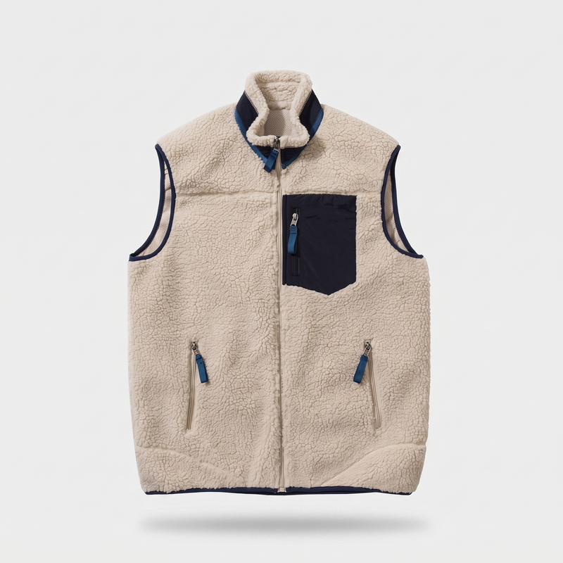 Men's Sherpa Fleece Zip Up Vest with Pockets