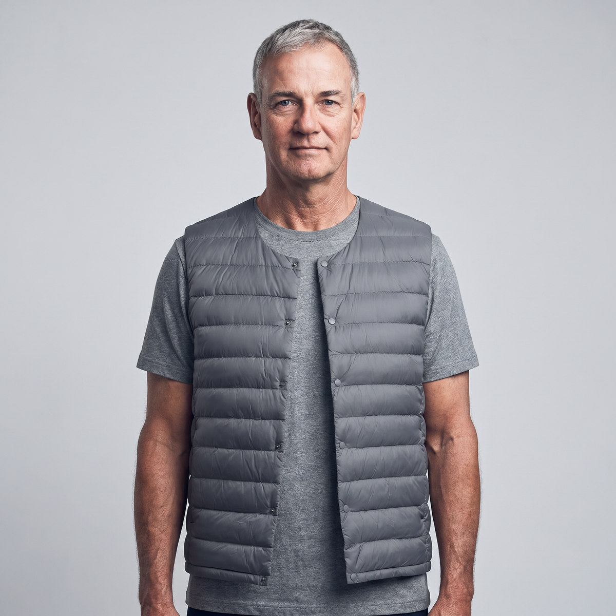 Men's Lightweight Down Vest Snap Front Sleeveless