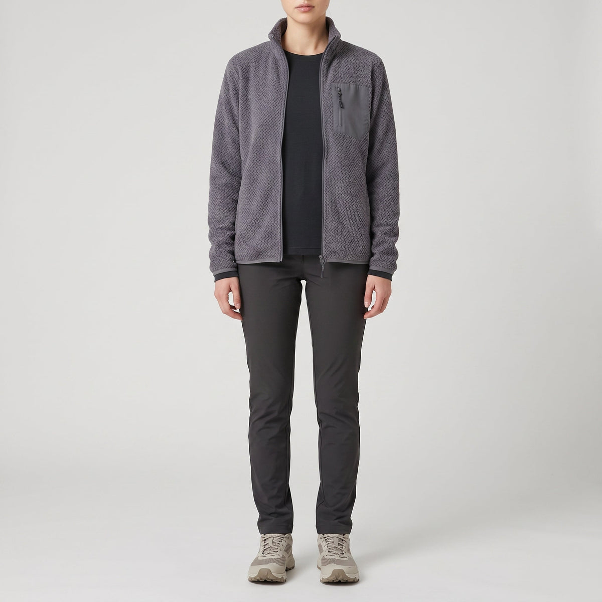 Women's Full Zip Textured Fleece Jacket with Zip Chest Pocket