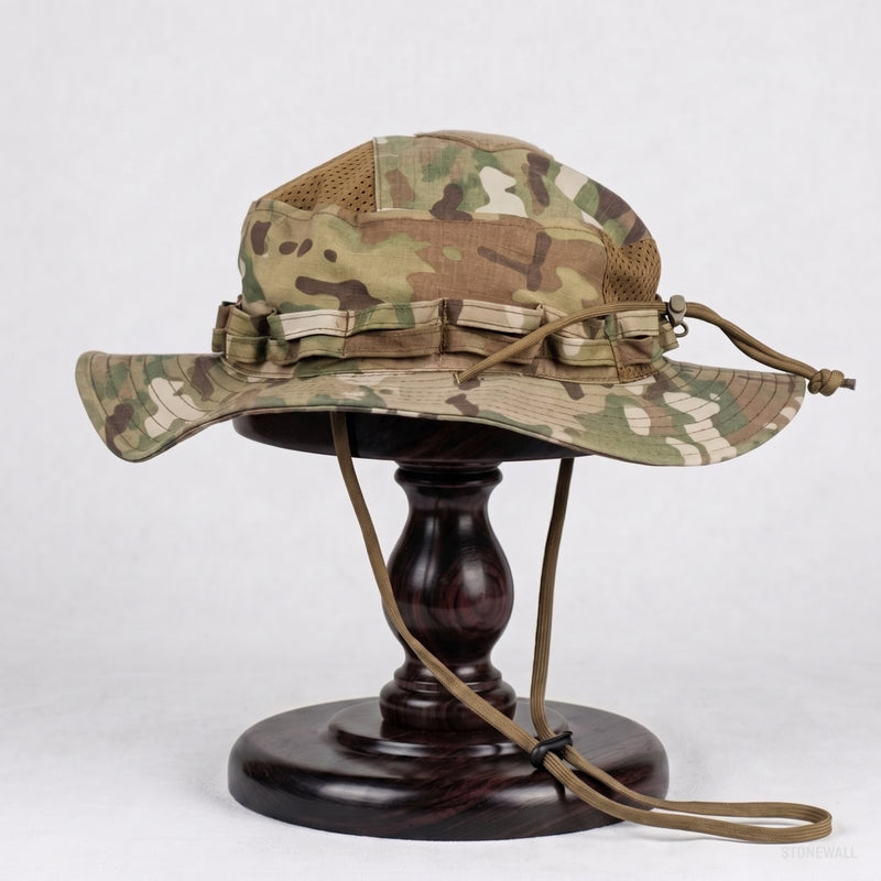 Men's Ventilated Tactical Boonie Hat with Adjustable Cord and Pocket