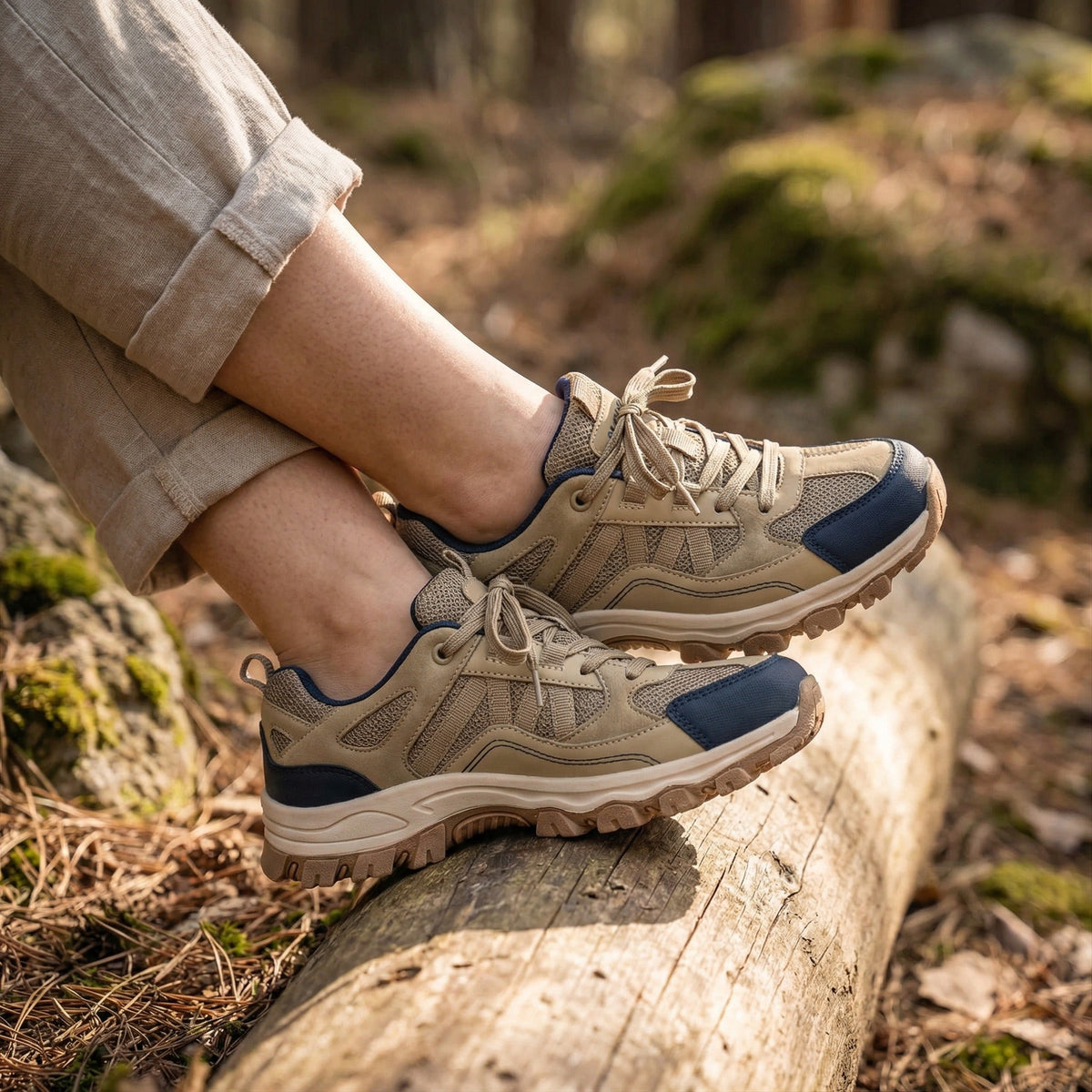 Men's Lightweight Breathable Hiking Shoes with Cushioned Midsole and Rubber Outsole