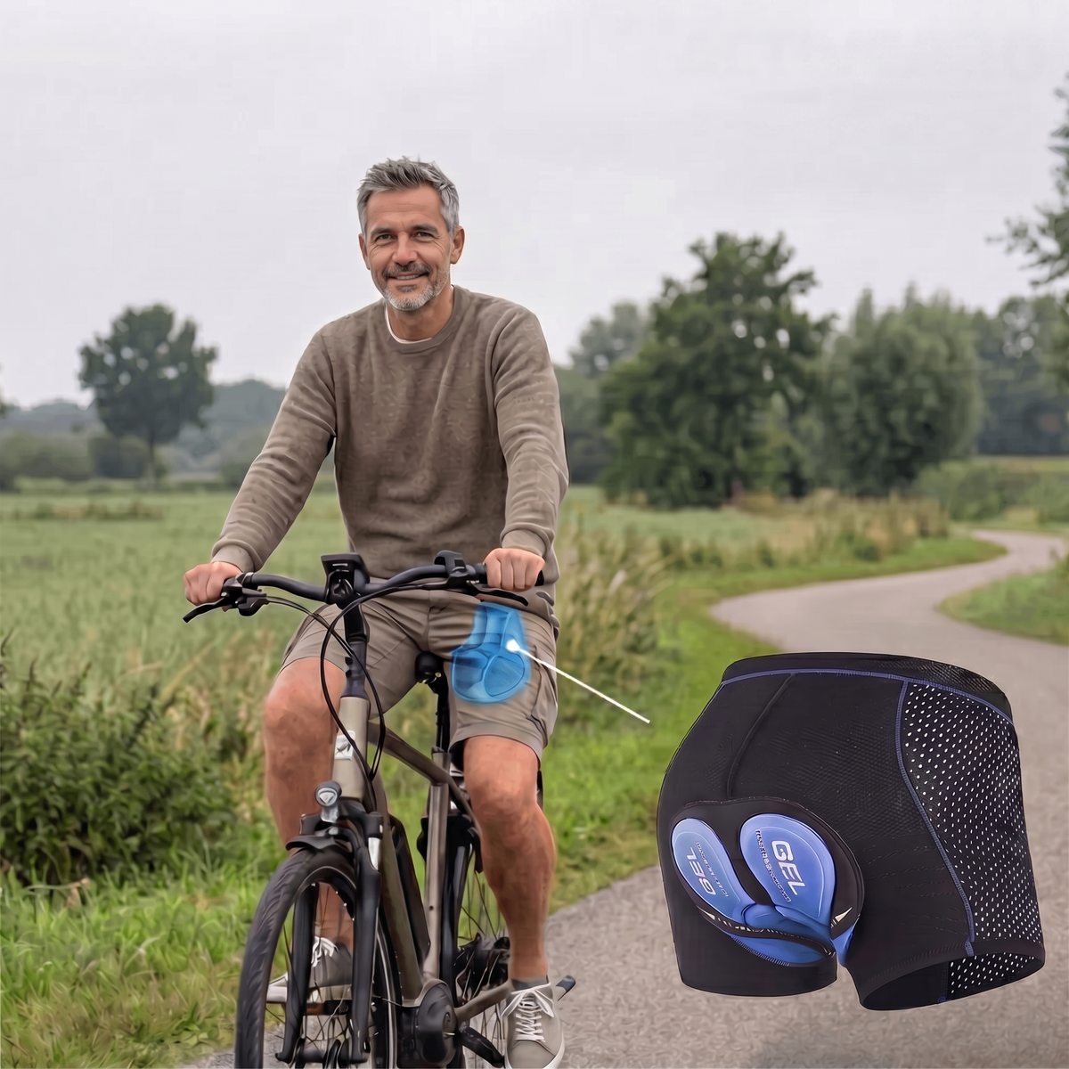 Men's Padded Cycling Underwear Shorts with Gel Pad