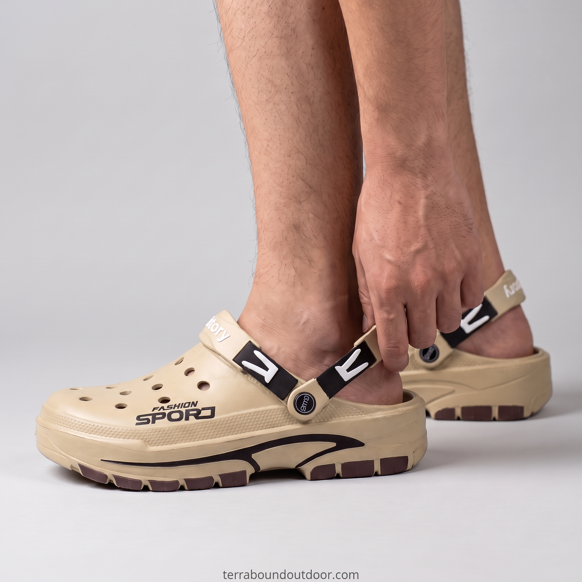 Men's Slip On Slide Sandals with Adjustable Heel Strap