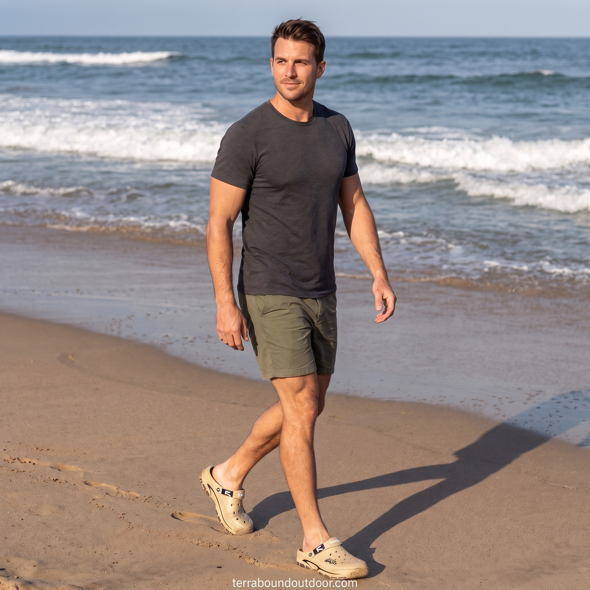 Men's Slip On Slide Sandals with Adjustable Heel Strap