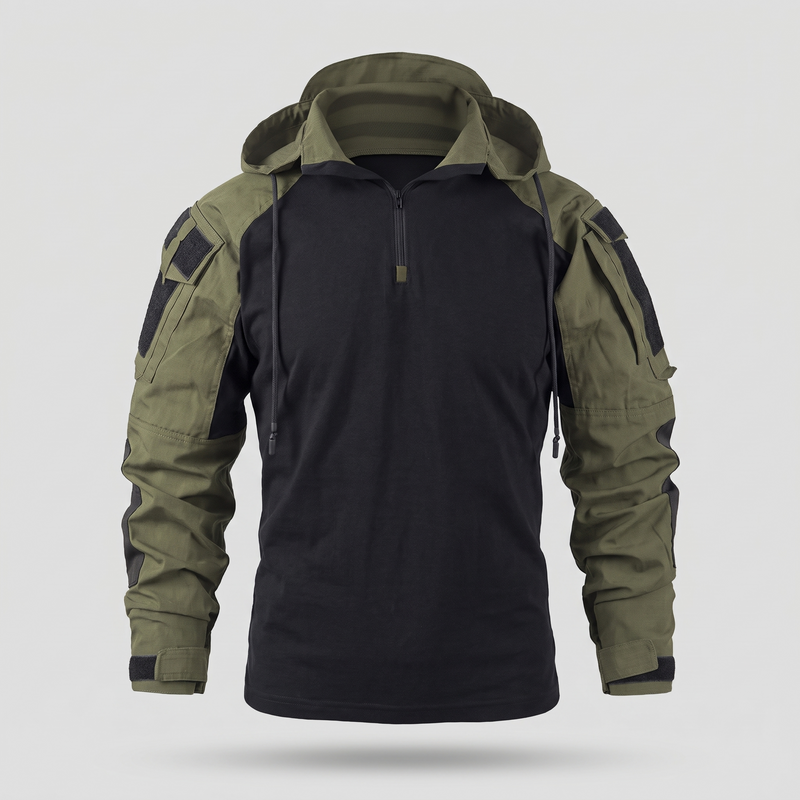 Men's Tactical Quarter Zip Hoodie with Sleeve Pockets