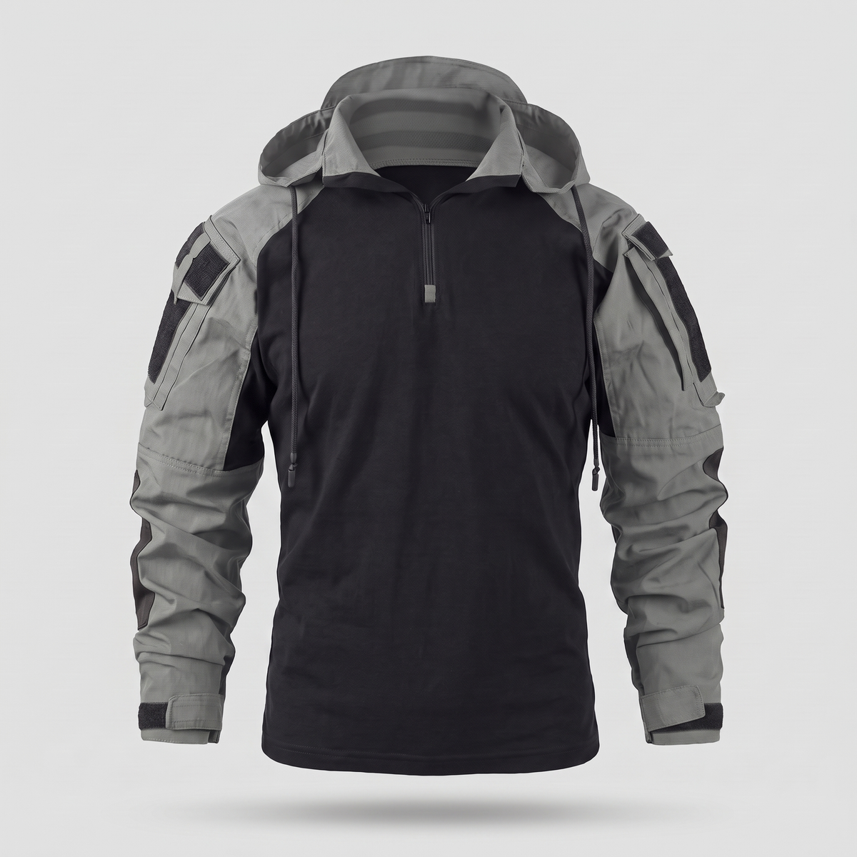 Men's Tactical Quarter Zip Hoodie with Sleeve Pockets