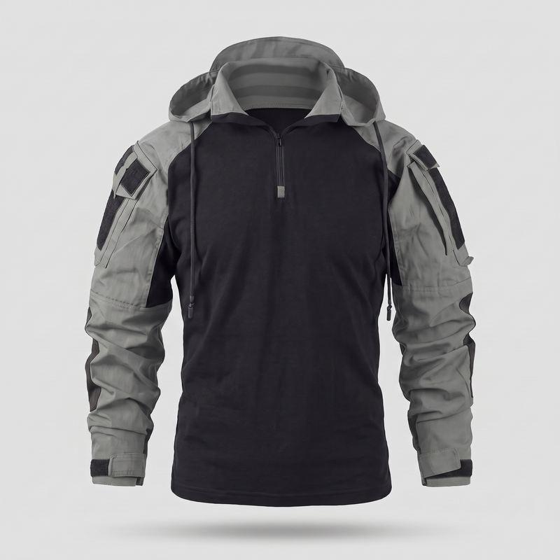 Men's Tactical Quarter Zip Hoodie with Sleeve Pockets