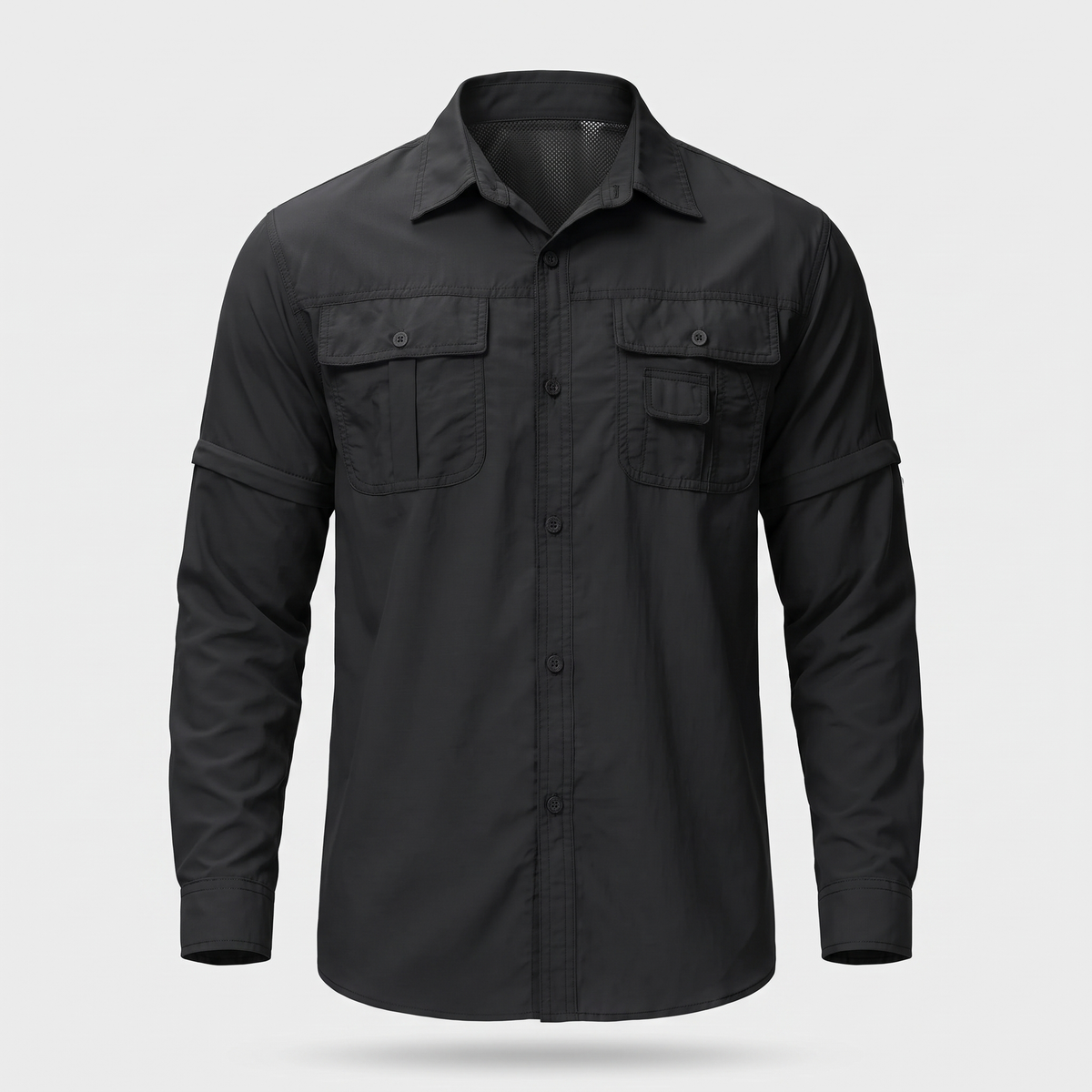 Men's Convertible Zip Off Sleeve Hiking Shirt With Chest Pockets
