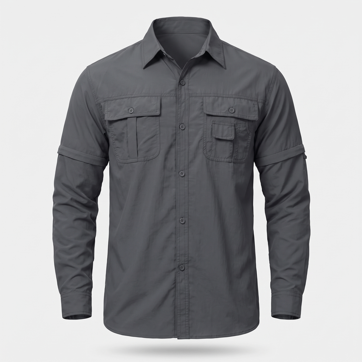 Men's Convertible Zip Off Sleeve Hiking Shirt With Chest Pockets