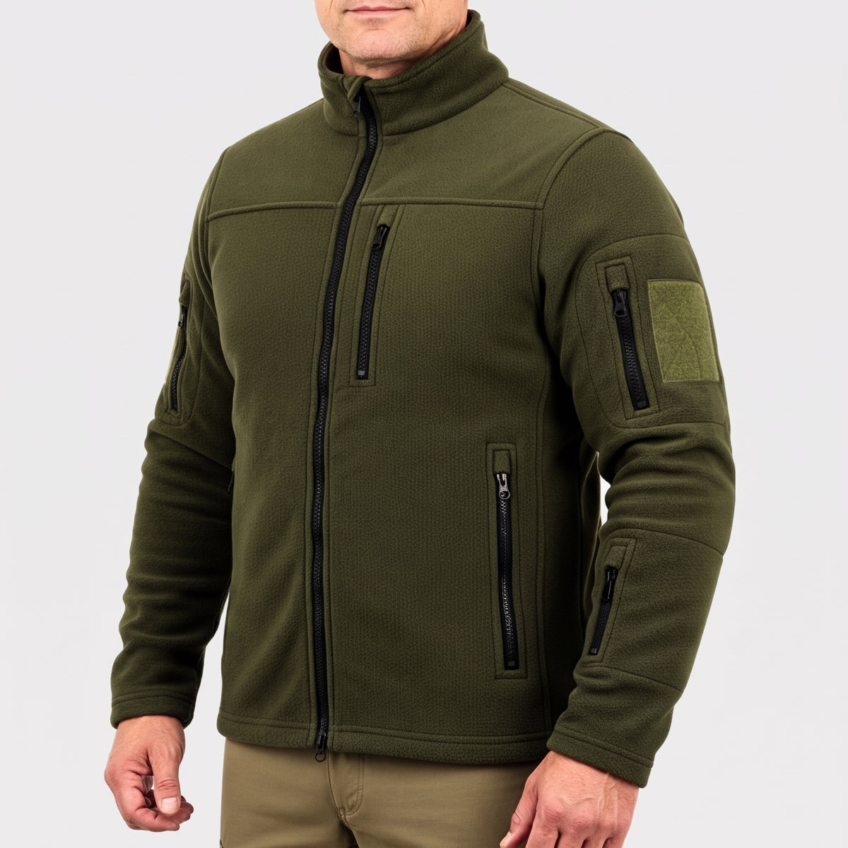 Men's Tactical Polar Fleece Jacket with Zip Pockets