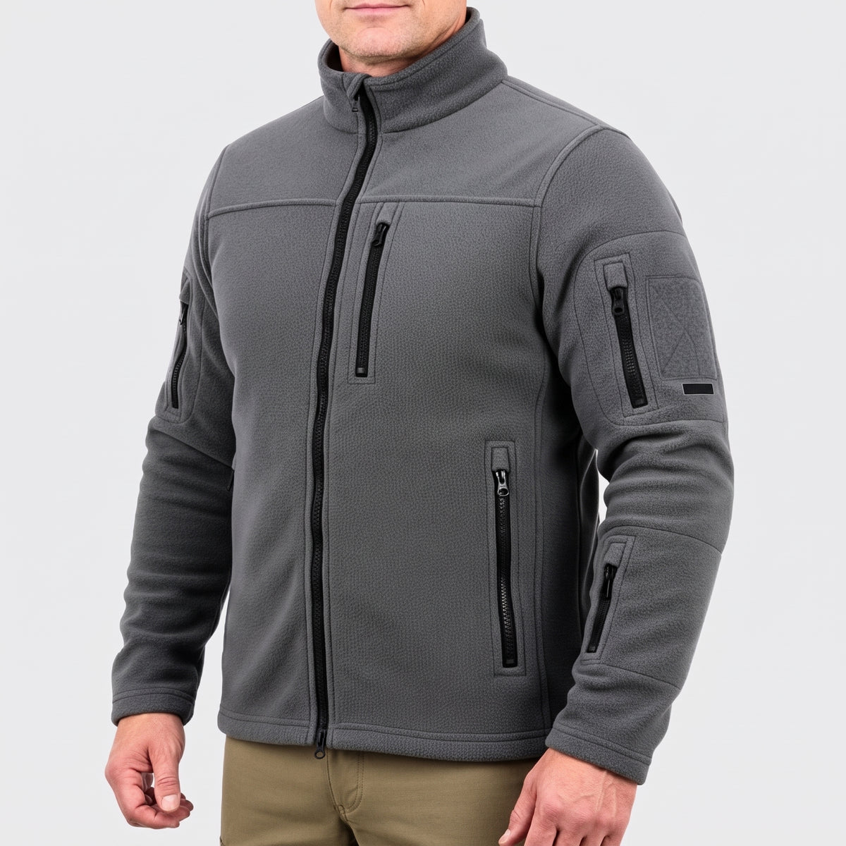 Men's Tactical Polar Fleece Jacket with Zip Pockets