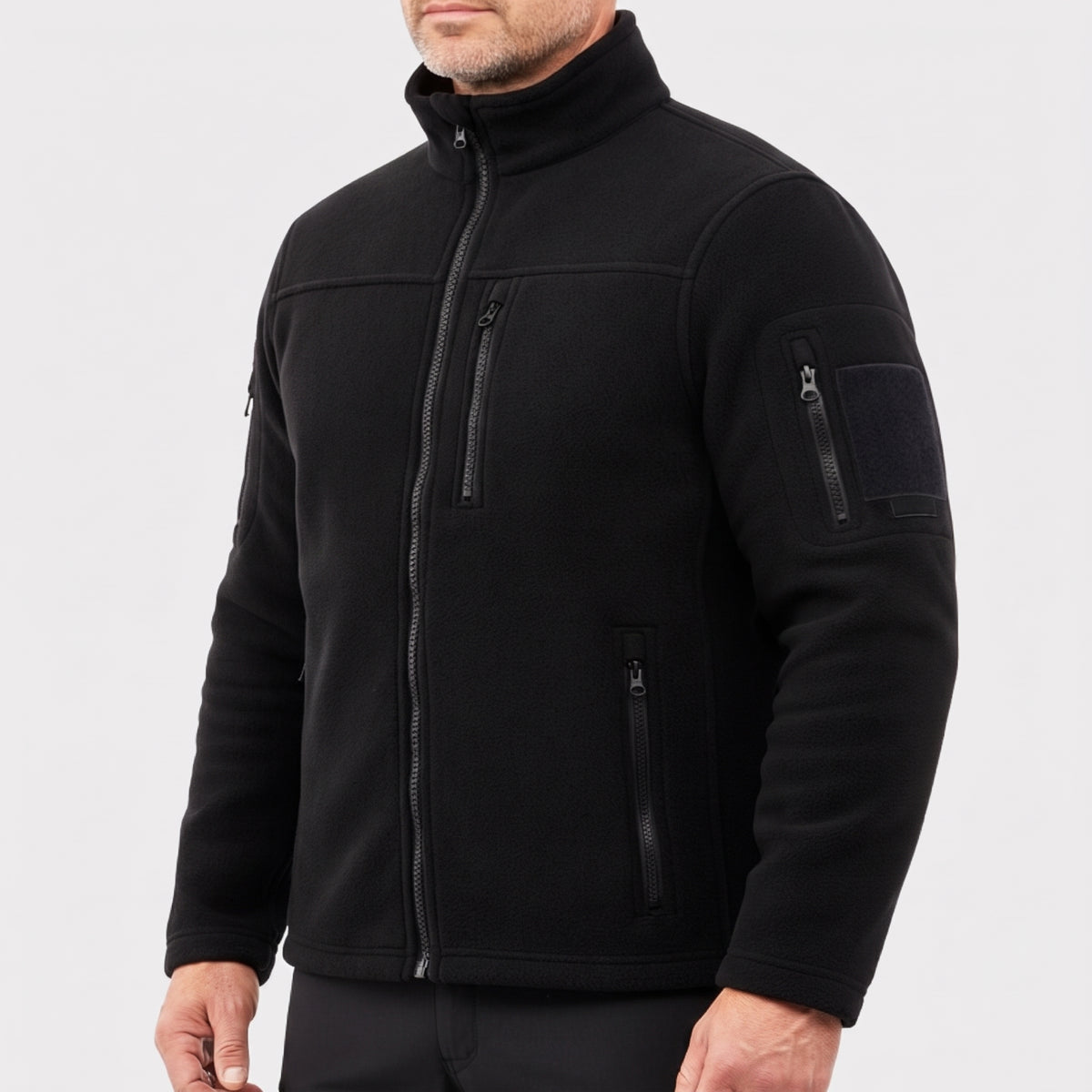 Men's Tactical Polar Fleece Jacket with Zip Pockets