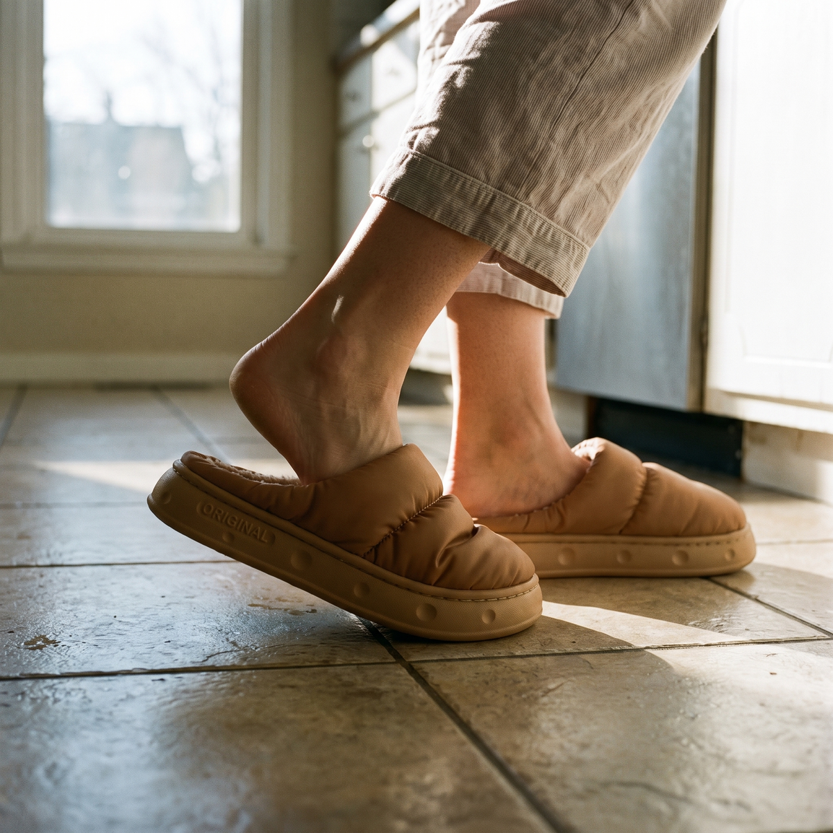 Women's Water Resistant Slip On House Slippers with Fleece Lining and EVA Sole