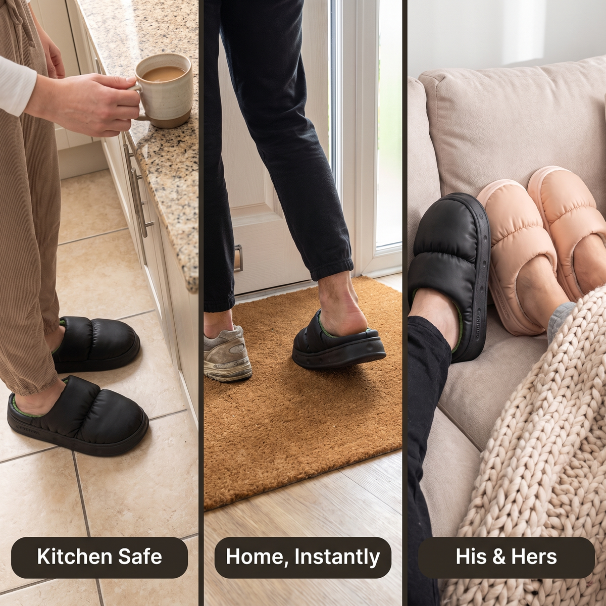 Women's Water Resistant Slip On House Slippers with Fleece Lining and EVA Sole