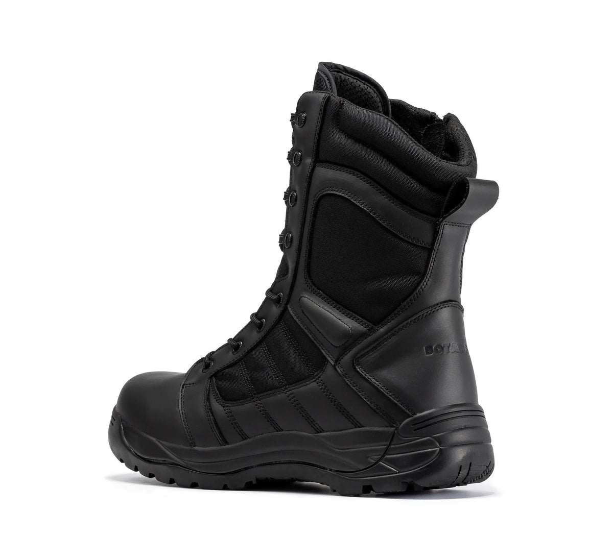 Men's Leather Tactical Boots with Side Zipper and Slip Resistant Rubber Sole