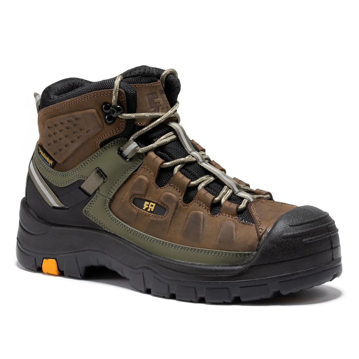 Men's Waterproof Leather Work Boots with Composite Toe and Rubber Sole