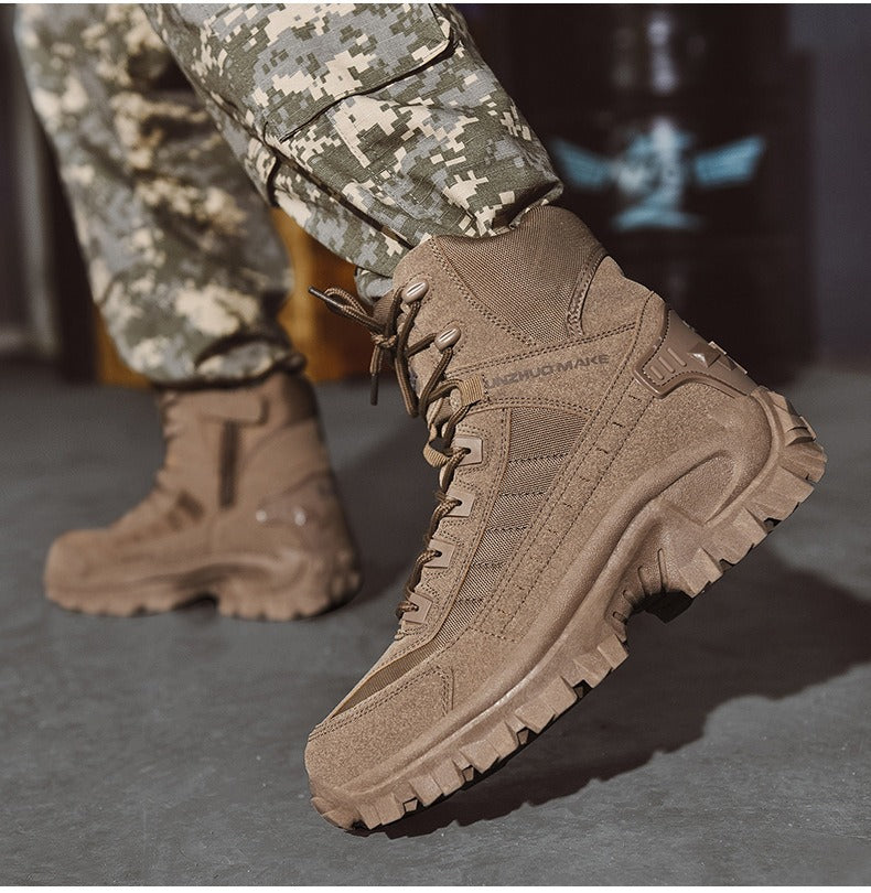 Men's High Top Tactical Boots with Non Slip Lug Sole and Lace Up