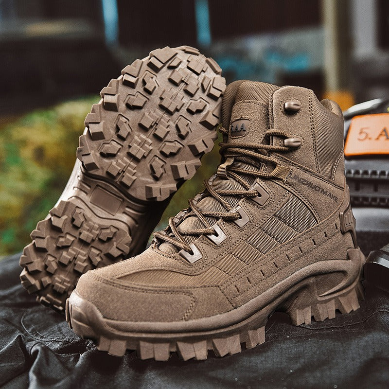 Men's High Top Tactical Boots with Non Slip Lug Sole and Lace Up