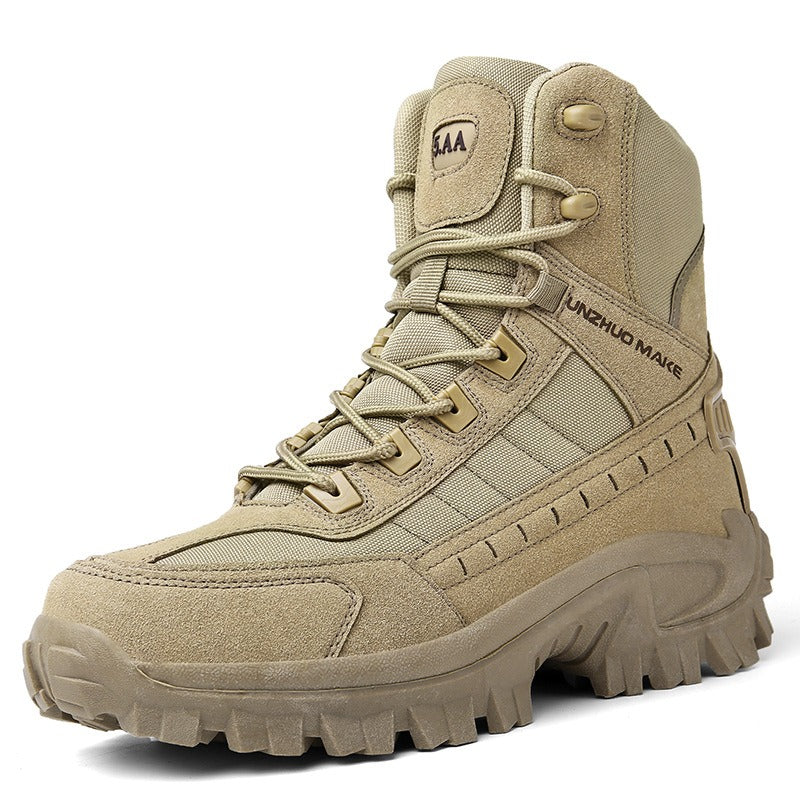 Men's High Top Tactical Boots with Non Slip Lug Sole and Lace Up