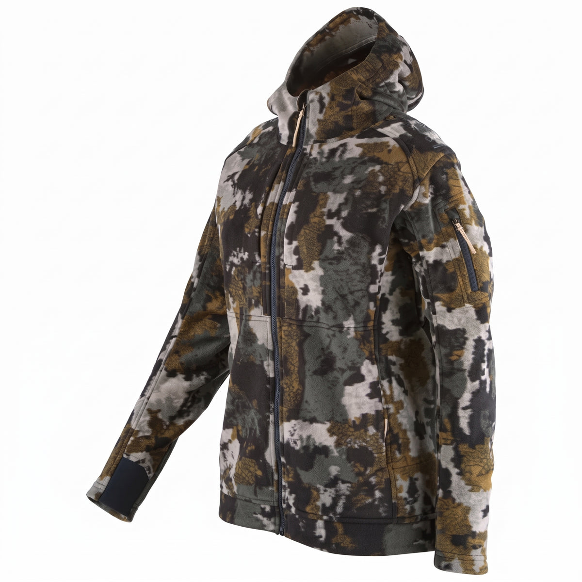 Women's Camouflage Hunting Jacket with Hood and Underarm Ventilation Zippers
