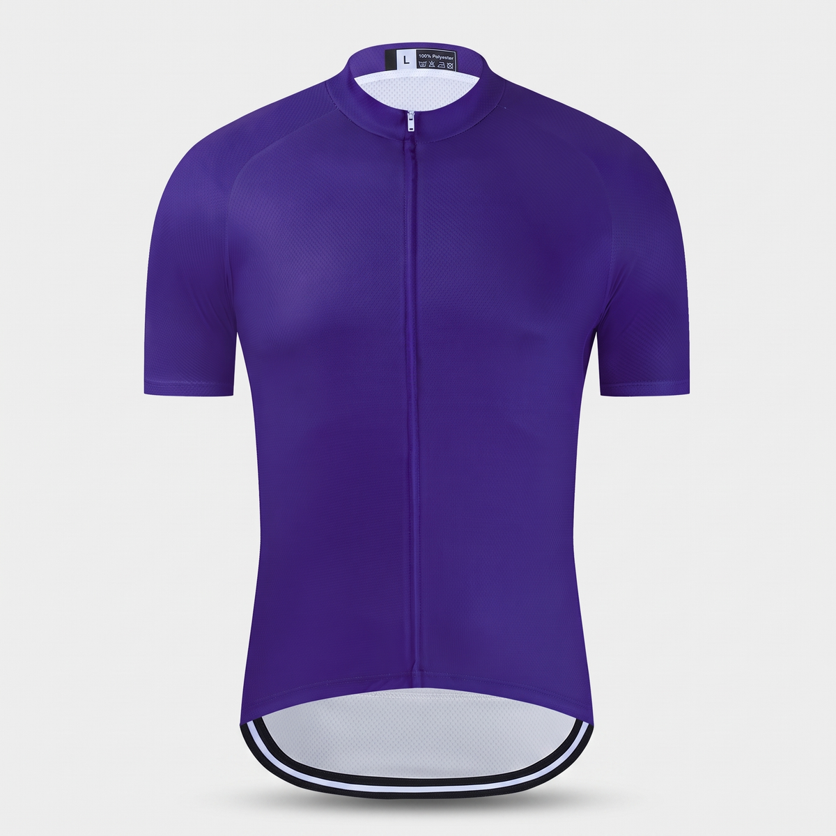 Men's Solid Color Cycling Jersey With Rear Pockets And Silicone Gripper Hem