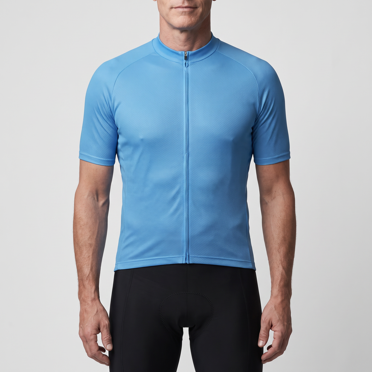 Men's Solid Color Cycling Jersey With Rear Pockets And Silicone Gripper Hem