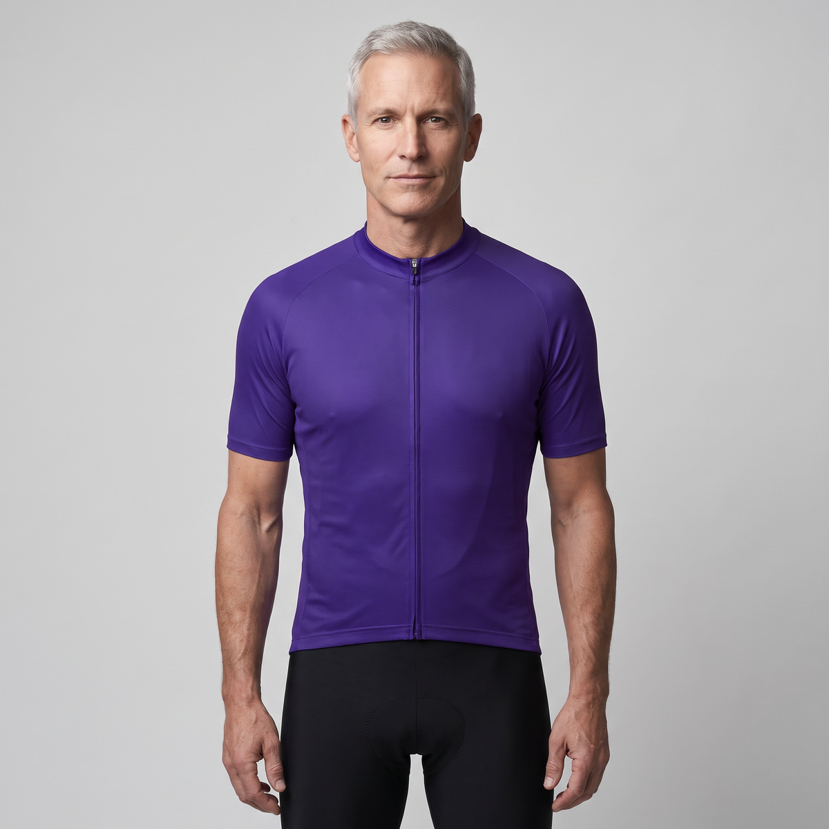 Men's Solid Color Cycling Jersey With Rear Pockets And Silicone Gripper Hem