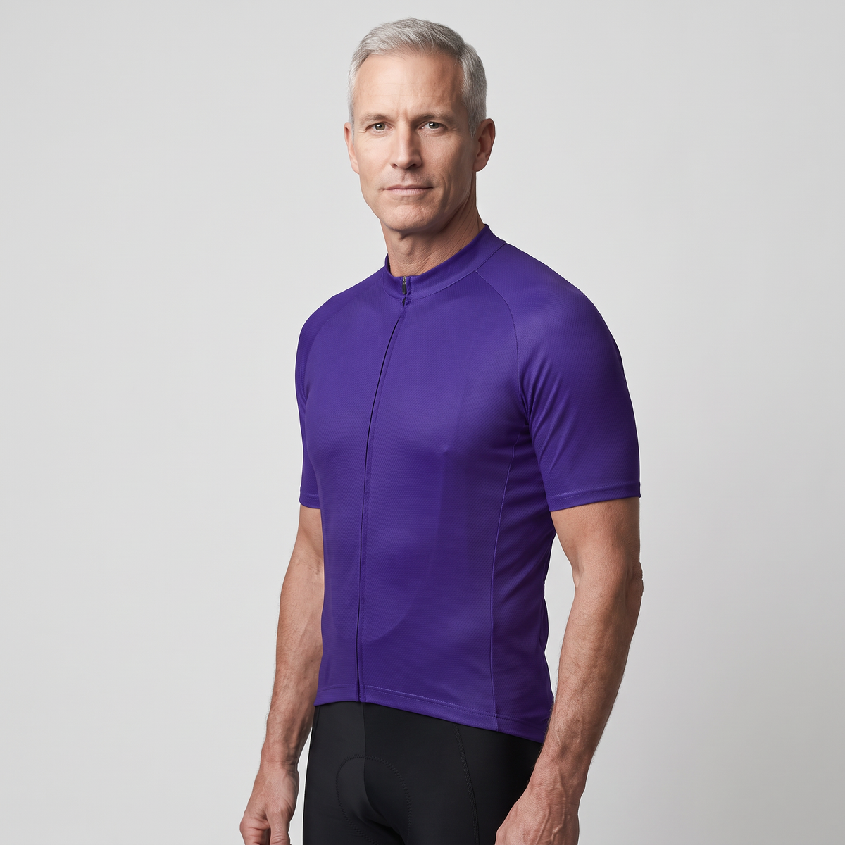 Men's Solid Color Cycling Jersey With Rear Pockets And Silicone Gripper Hem