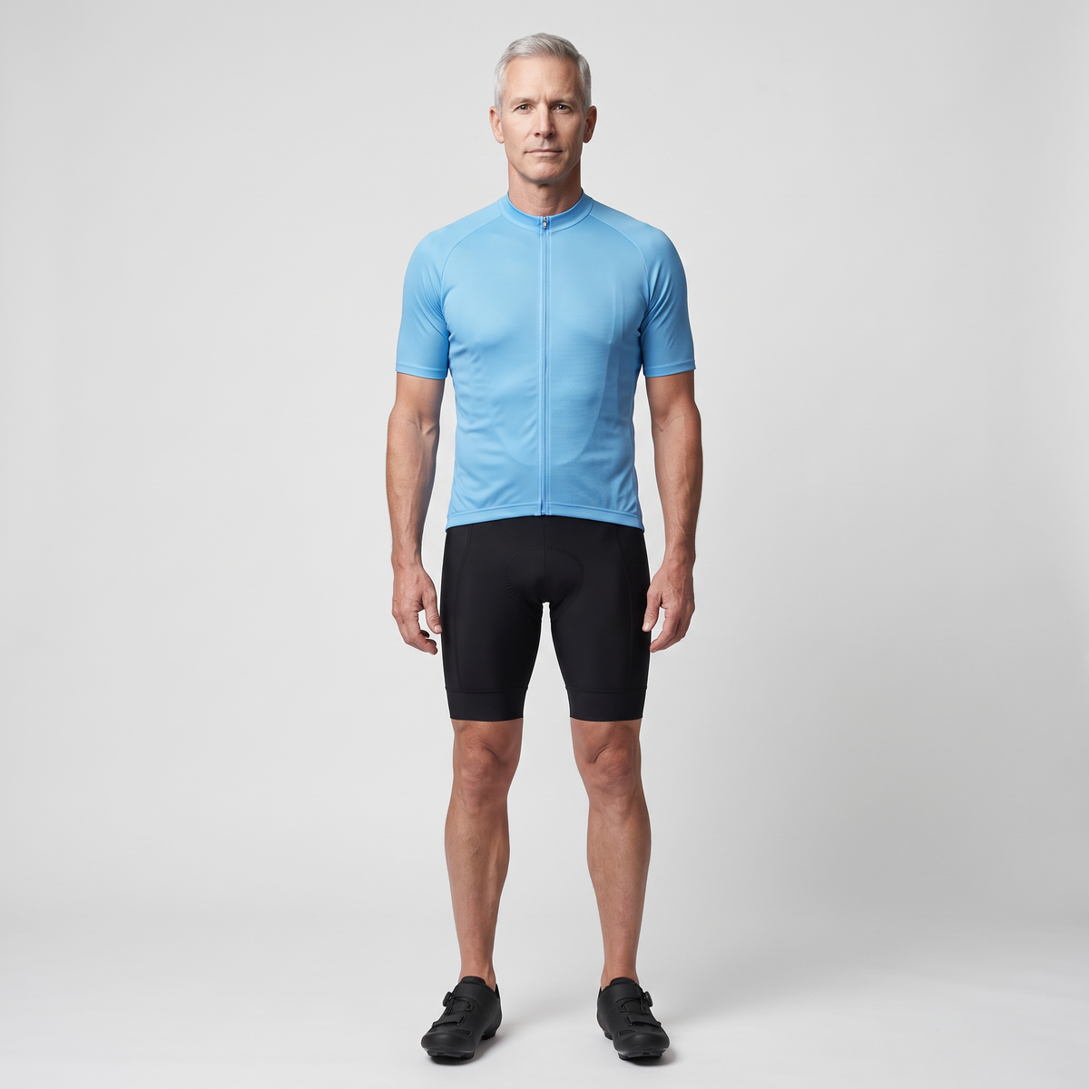 Men's Solid Color Cycling Jersey With Rear Pockets And Silicone Gripper Hem