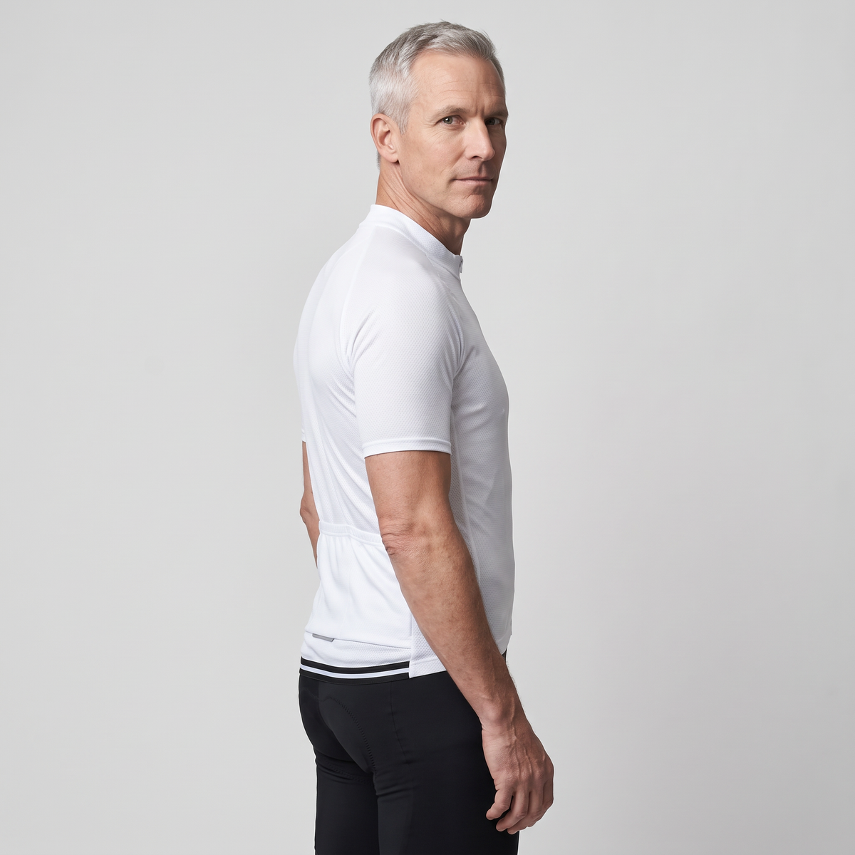 Men's Solid Color Cycling Jersey With Rear Pockets And Silicone Gripper Hem
