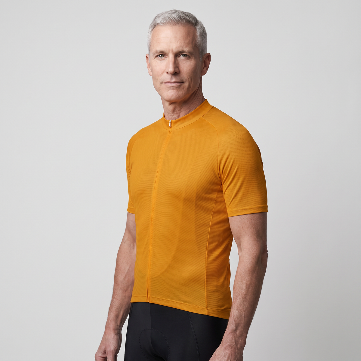 Men's Solid Color Cycling Jersey With Rear Pockets And Silicone Gripper Hem