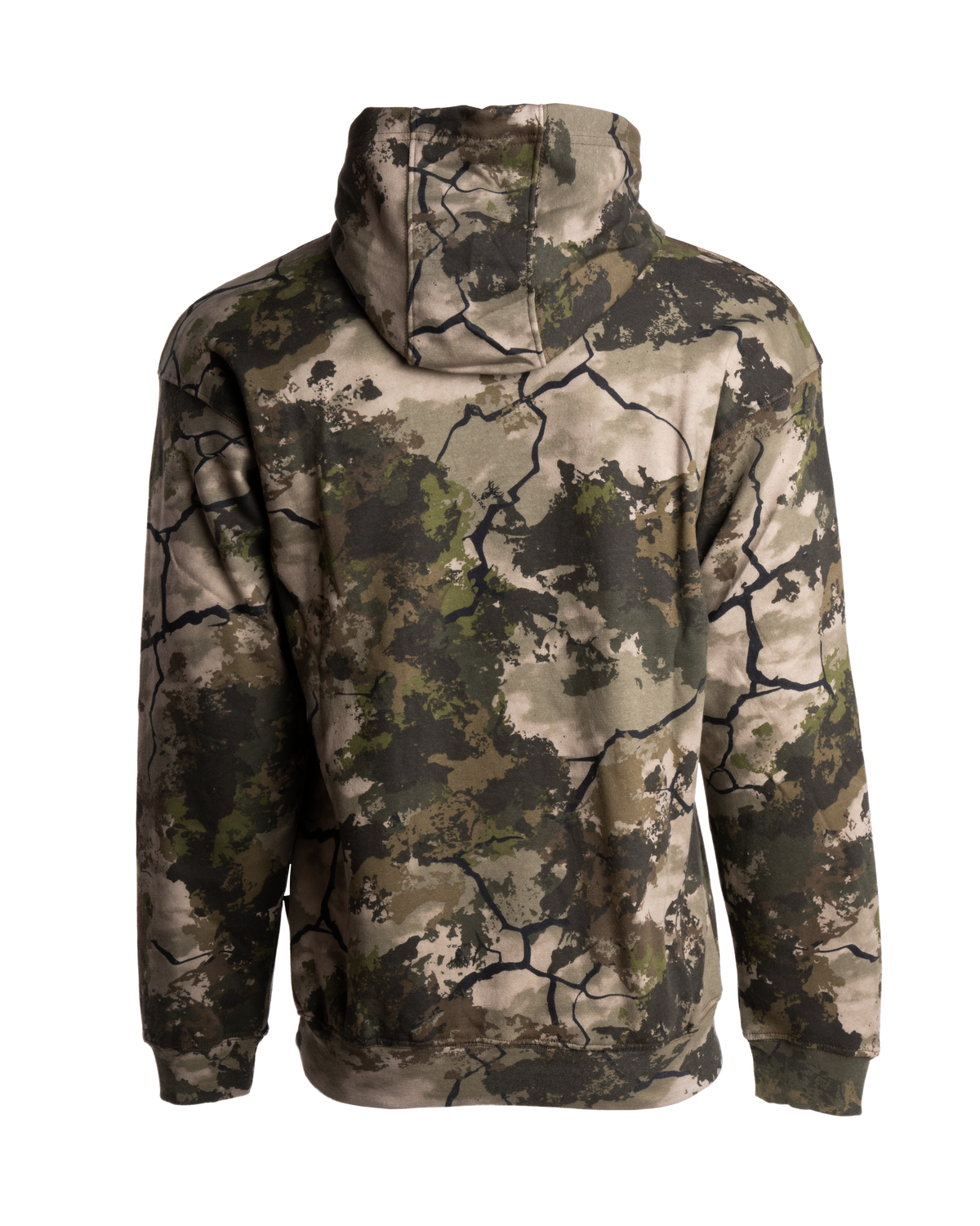 Men's Camouflage Cotton Blend Pullover Hoodie with Kangaroo Pocket and Drawstring