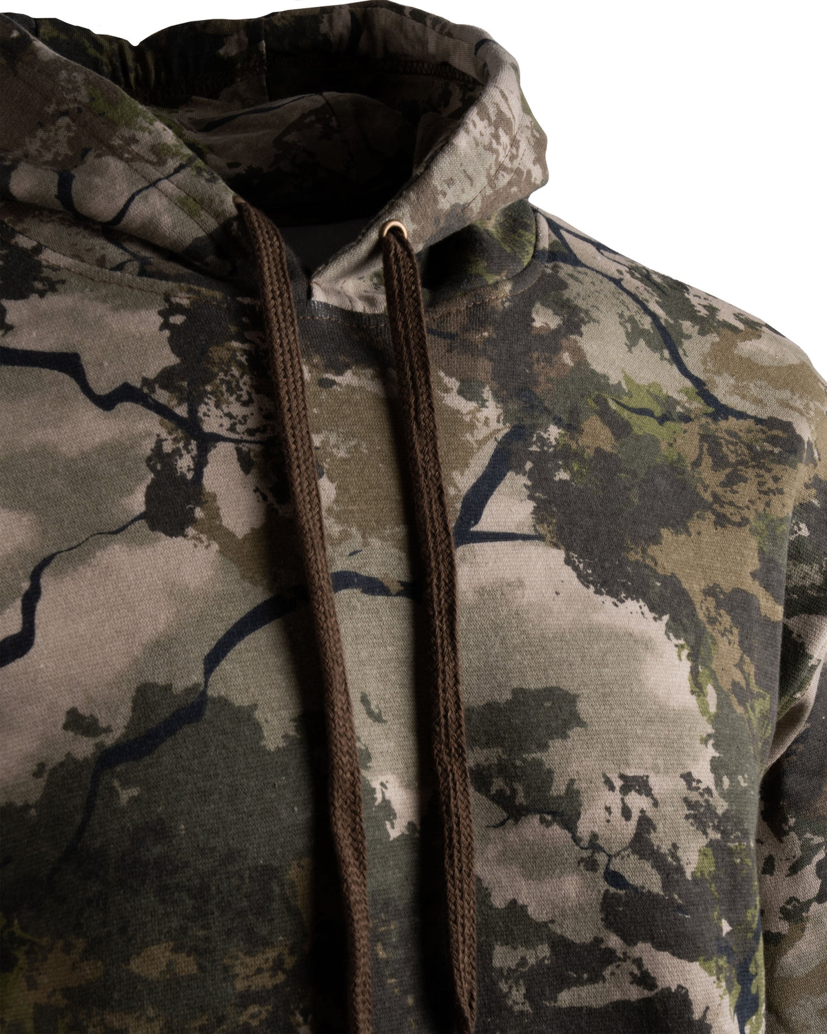 Men's Camouflage Cotton Blend Pullover Hoodie with Kangaroo Pocket and Drawstring
