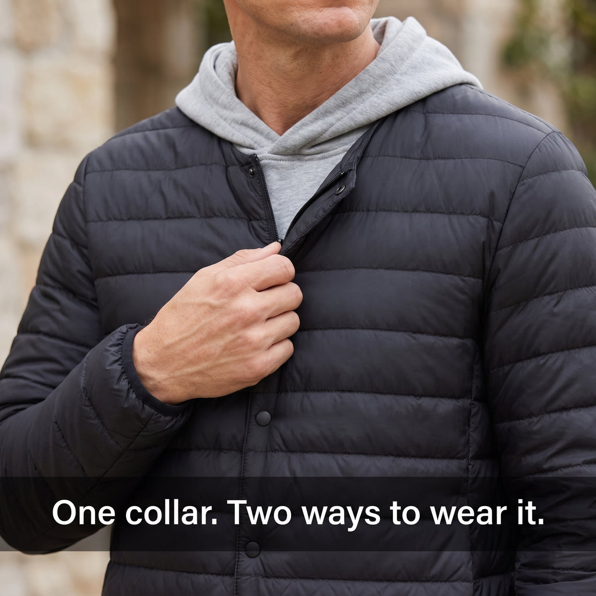 Men's Lightweight Down Jacket with Convertible Collar