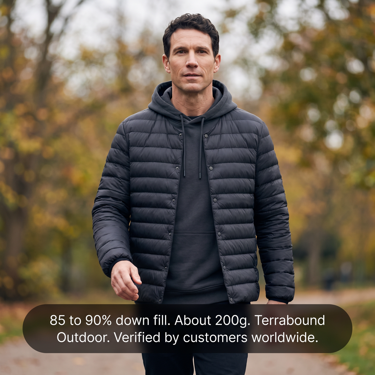 Men's Lightweight Down Jacket with Convertible Collar