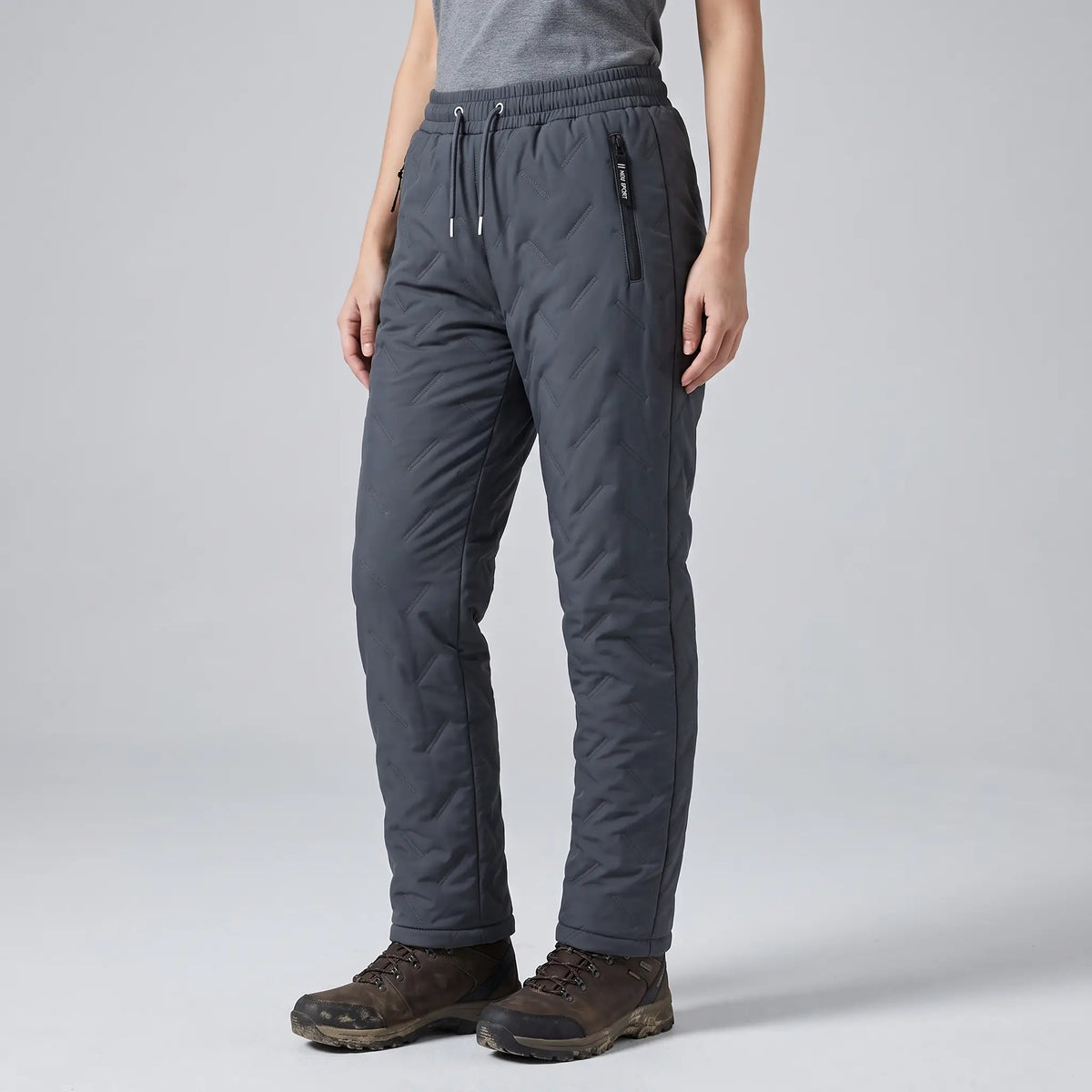 Women's Fleece Lined Quilted Hiking Trousers with Zip Pockets