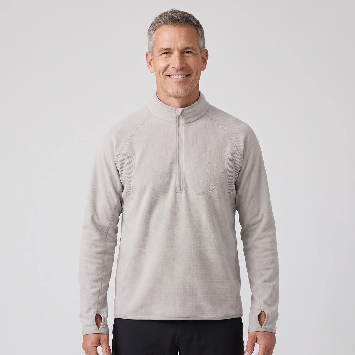 Men's Half Zip Fleece Pullover with Thumbhole Cuffs