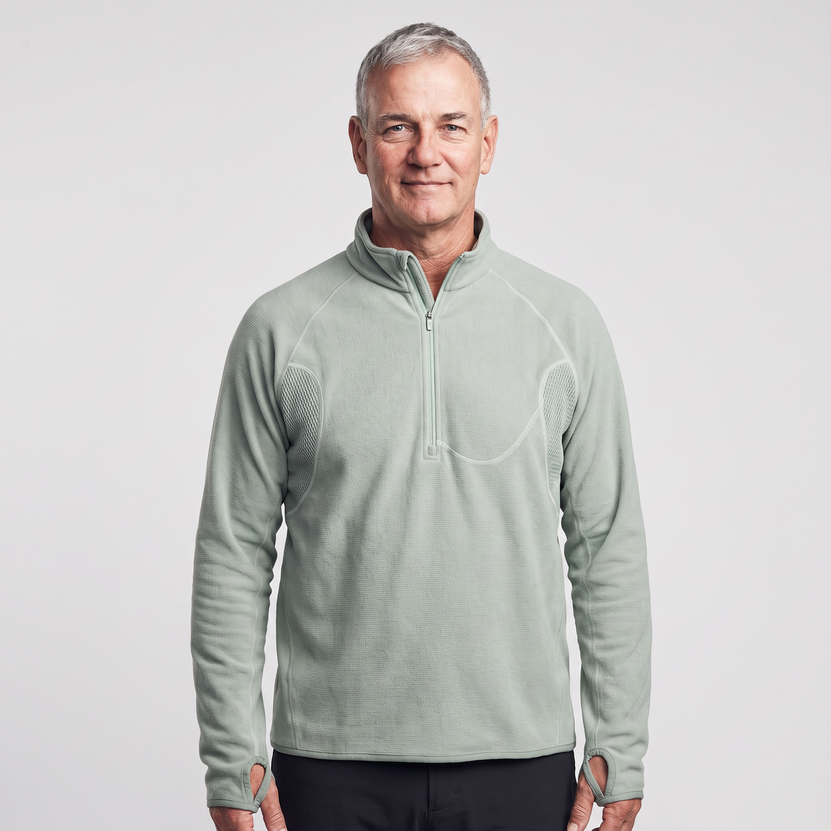 Men's Half Zip Fleece Pullover with Thumbhole Cuffs