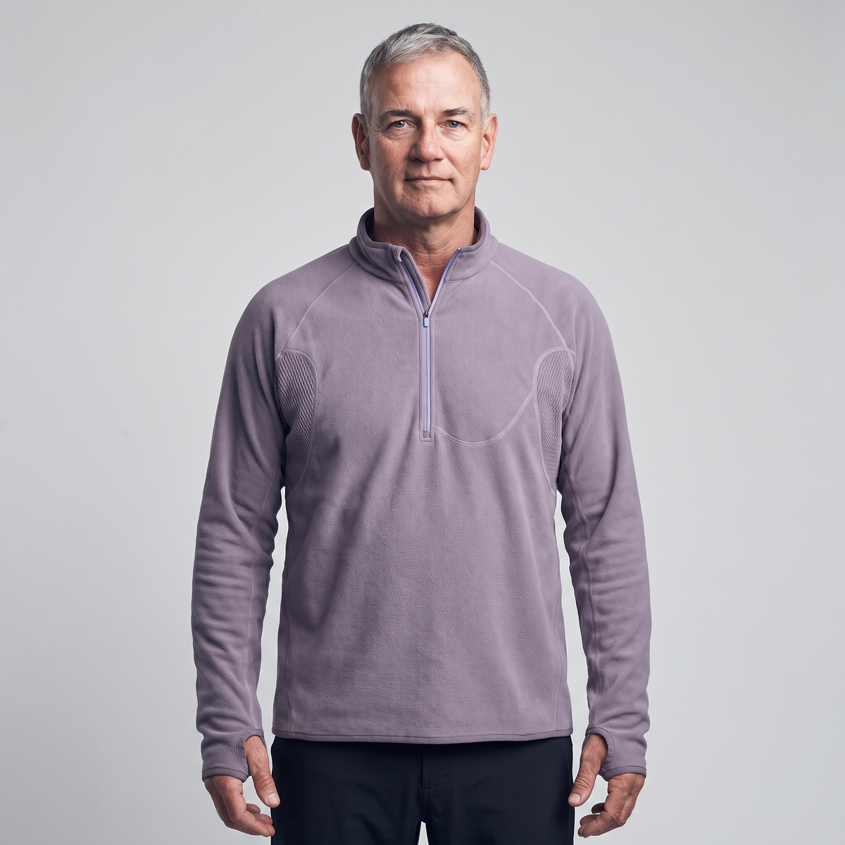 Men's Half Zip Fleece Pullover with Thumbhole Cuffs