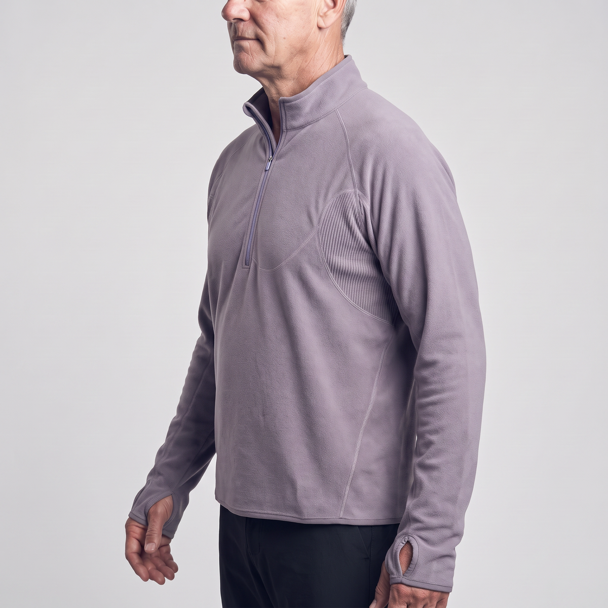 Men's Half Zip Fleece Pullover with Thumbhole Cuffs