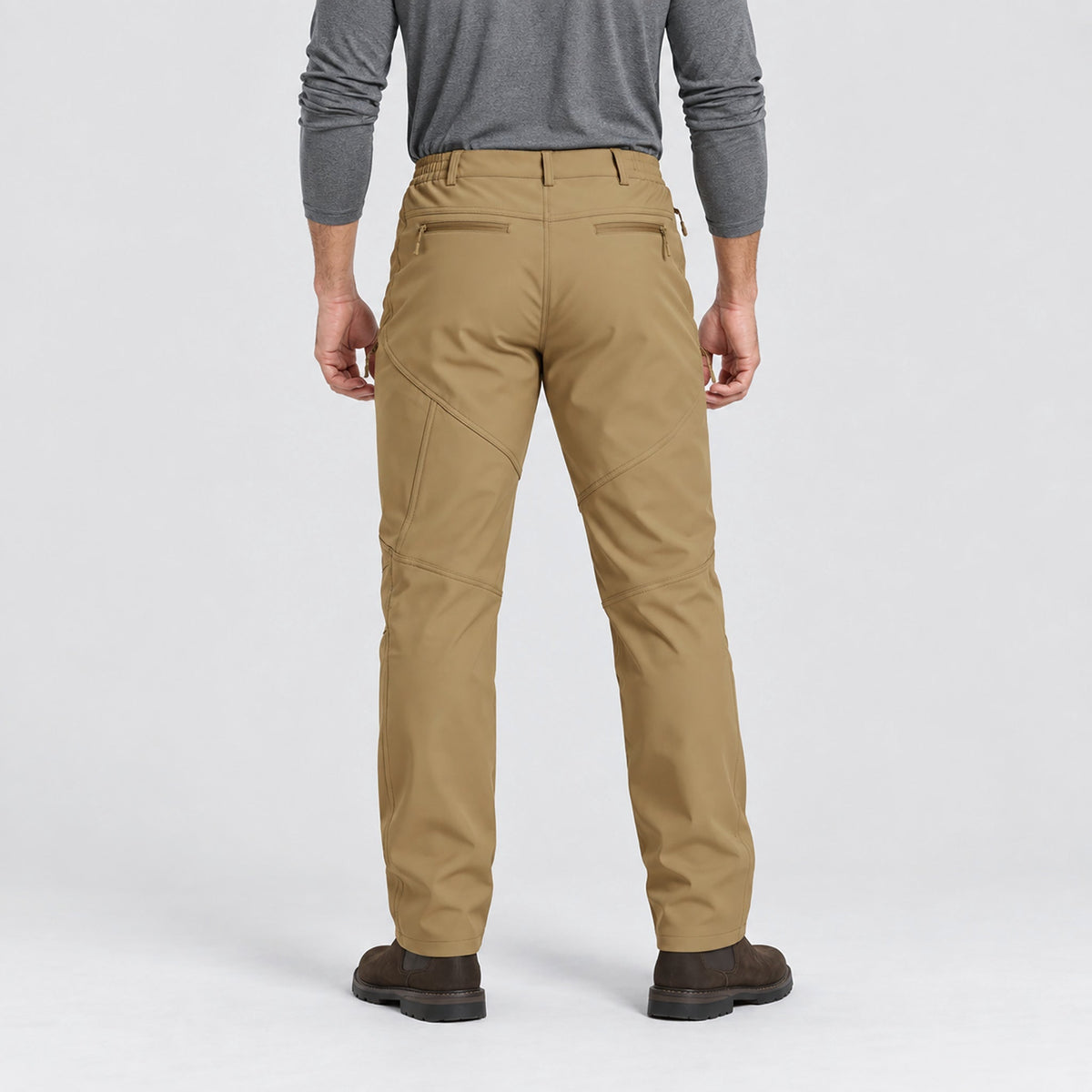 Men's Fleece Lined Water Resistant Softshell Hiking Pants with Zip Pockets