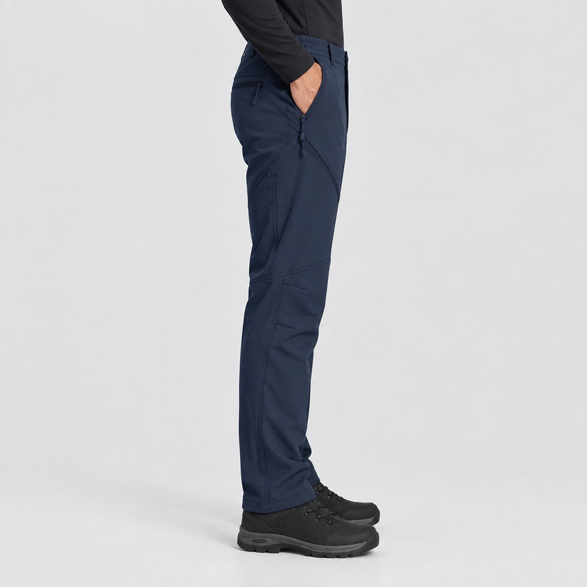 Men's Fleece Lined Water Resistant Softshell Hiking Pants with Zip Pockets