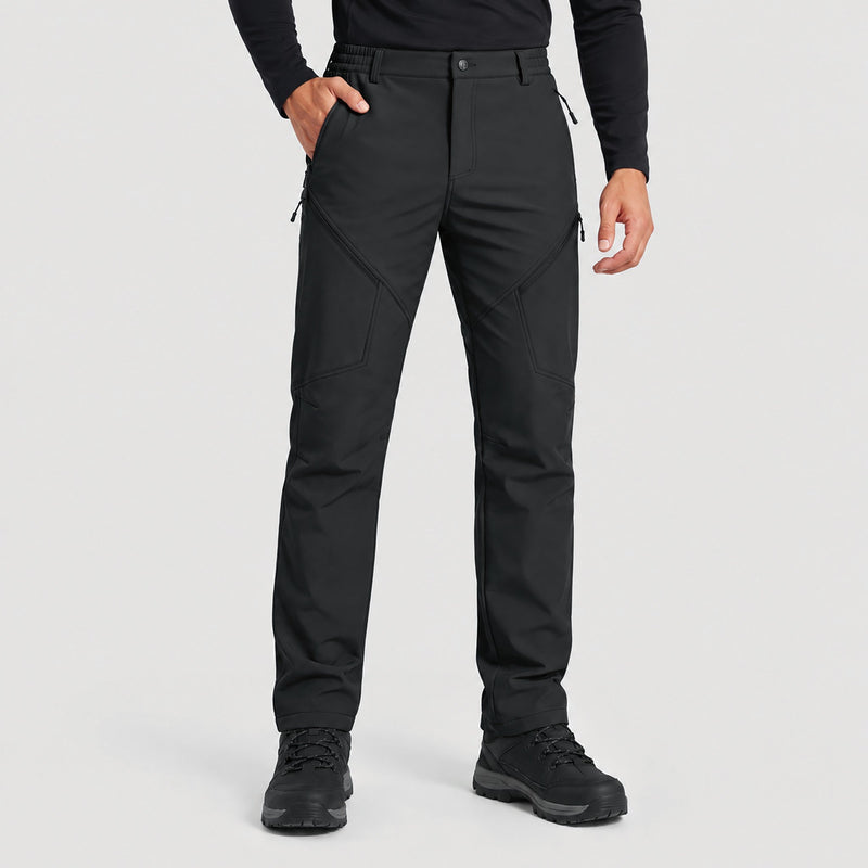 Men's Fleece Lined Water Resistant Softshell Hiking Pants with Zip Pockets