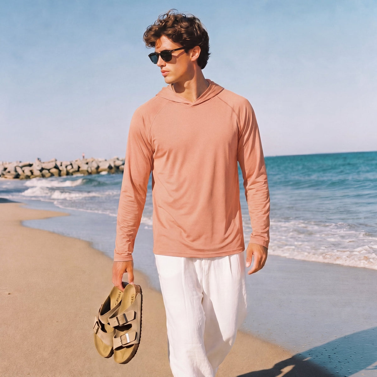 Men's Sun Protection Hoodie with Long Sleeves for Fishing and Outdoor