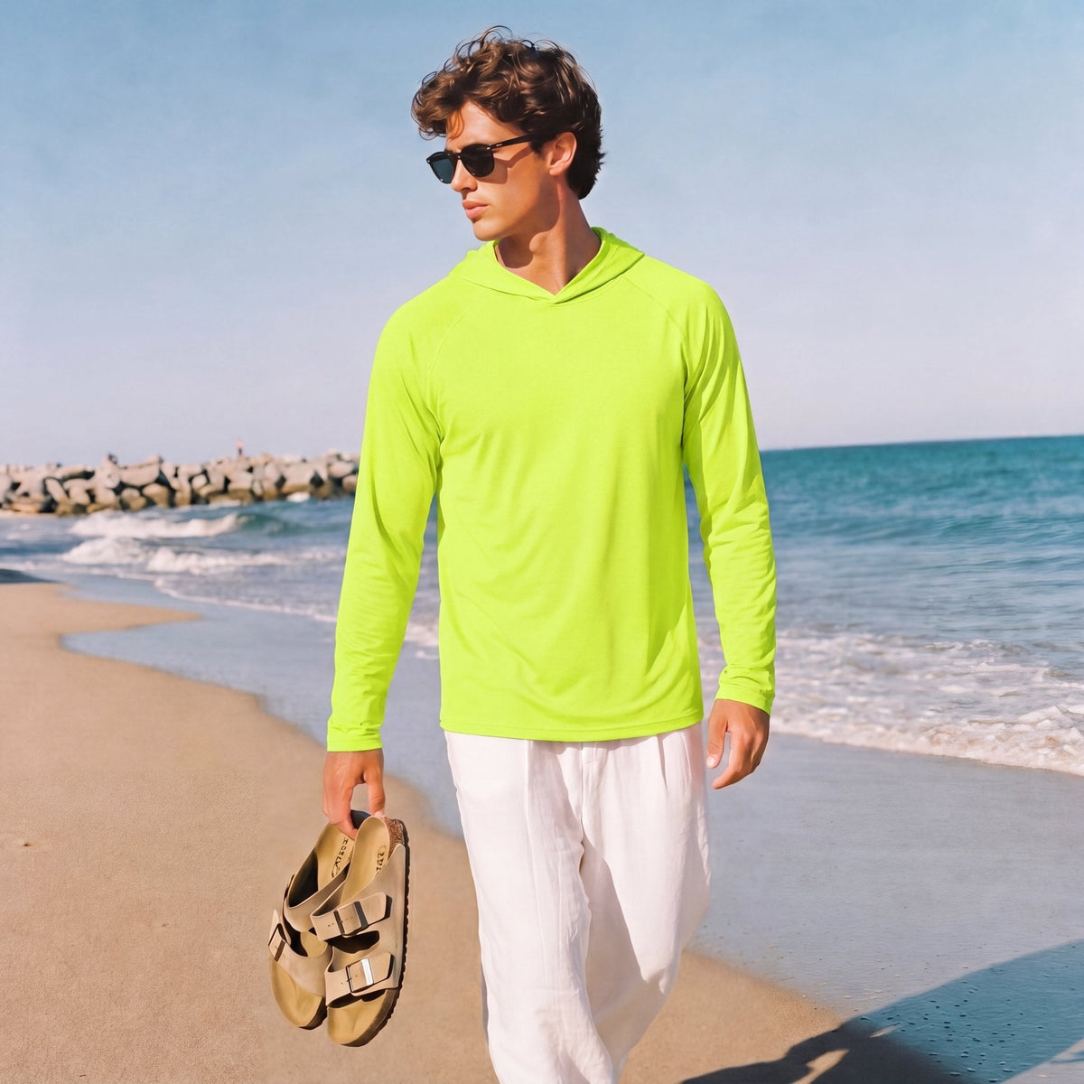 Men's Sun Protection Hoodie with Long Sleeves for Fishing and Outdoor