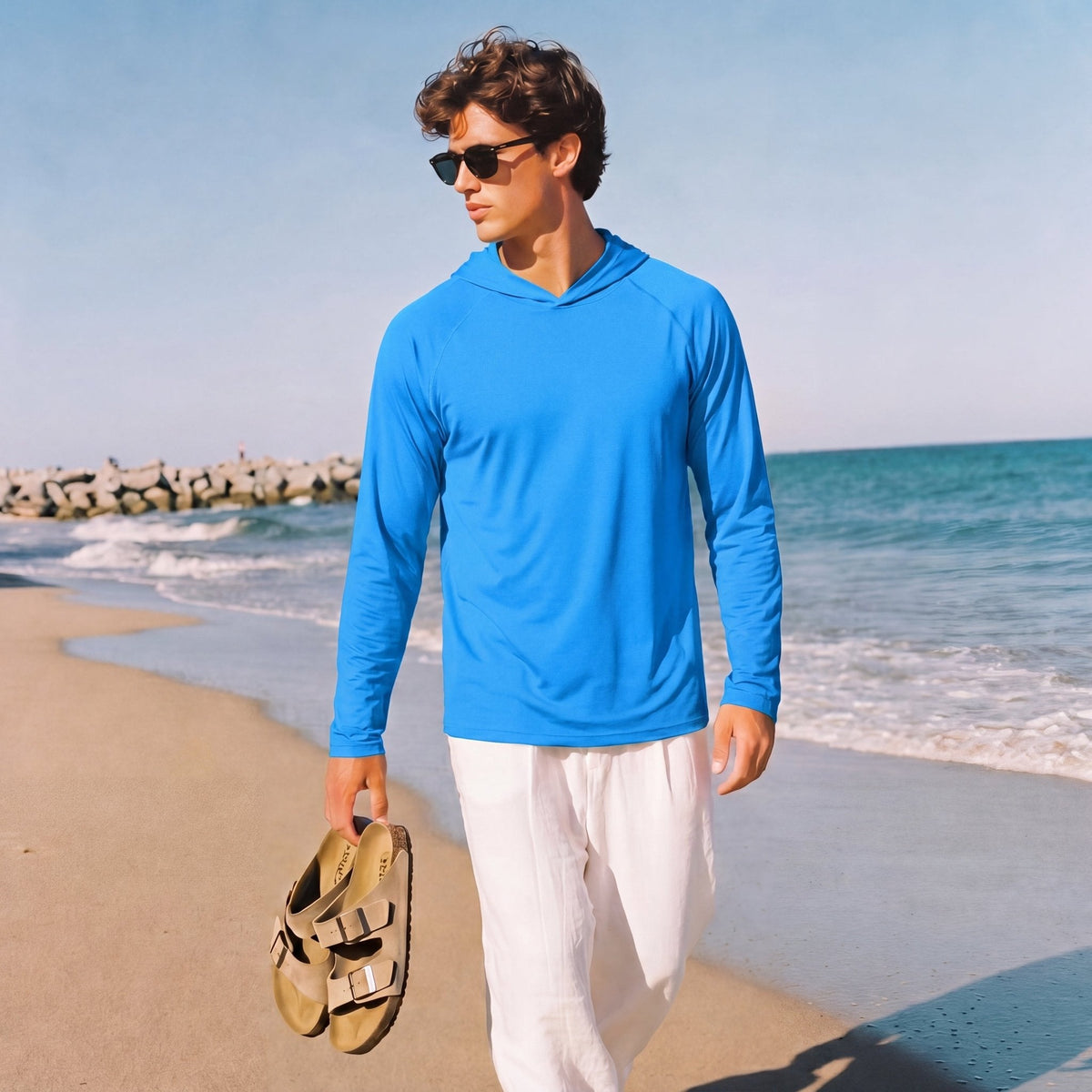 Men's Sun Protection Hoodie with Long Sleeves for Fishing and Outdoor
