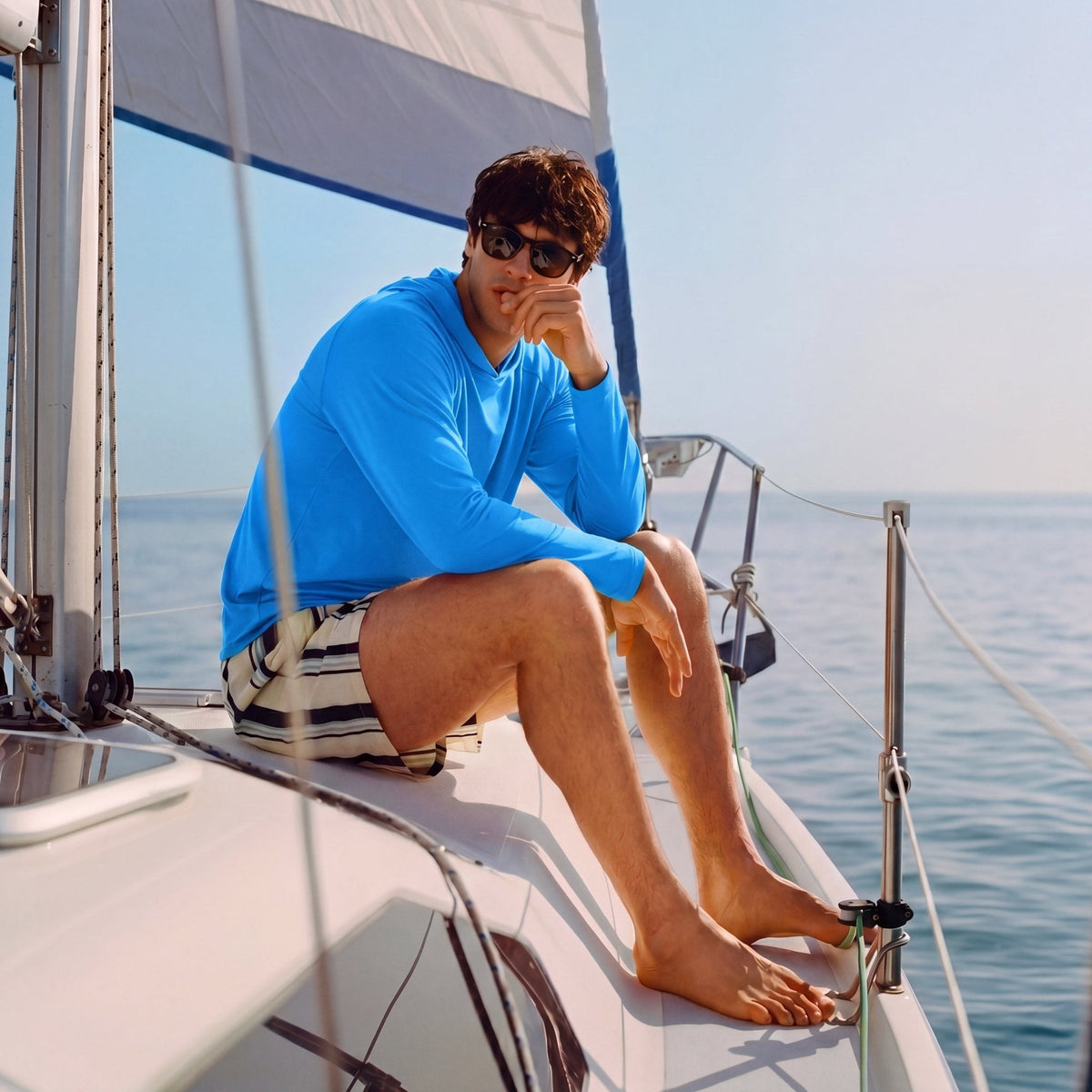 Men's Sun Protection Hoodie with Long Sleeves for Fishing and Outdoor