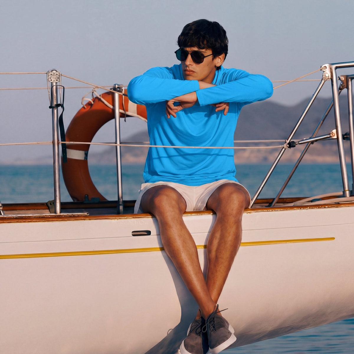 Men's Sun Protection Hoodie with Long Sleeves for Fishing and Outdoor