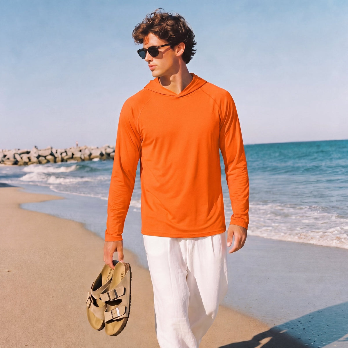 Men's Sun Protection Hoodie with Long Sleeves for Fishing and Outdoor